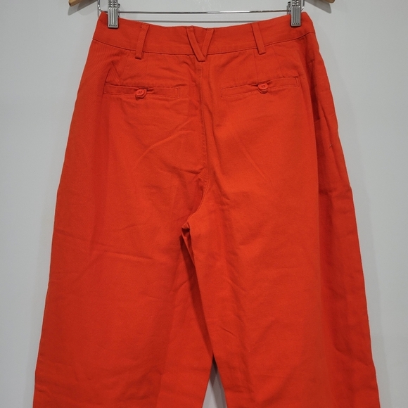 NWOT Free People Women's Orange Relaxed Pleated Boyfriend Chino Trousers size 0 - Picture 3 of 12